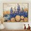 «Jabien Blue Bonnets Flowers On A Wood Slide Landscape I - Blue Bonnets Large, art mural»-606384409-606384408-606384415