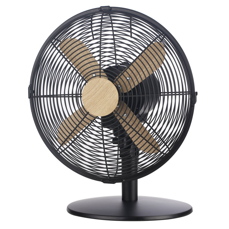 Russell Hobbs RHMDF1201WDW 12" White Scandi Style Desk Fan, Black/Brown