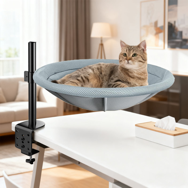 Bureau lit gigogne pivotant sur 360 ° réglable gris