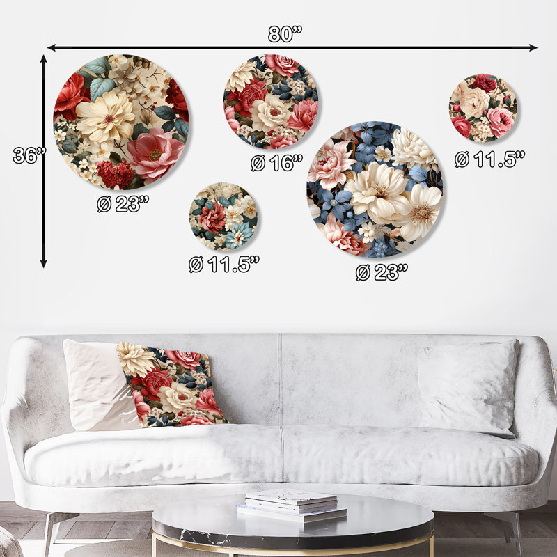 Boniface - ensemble d'art mural floral rond de 5