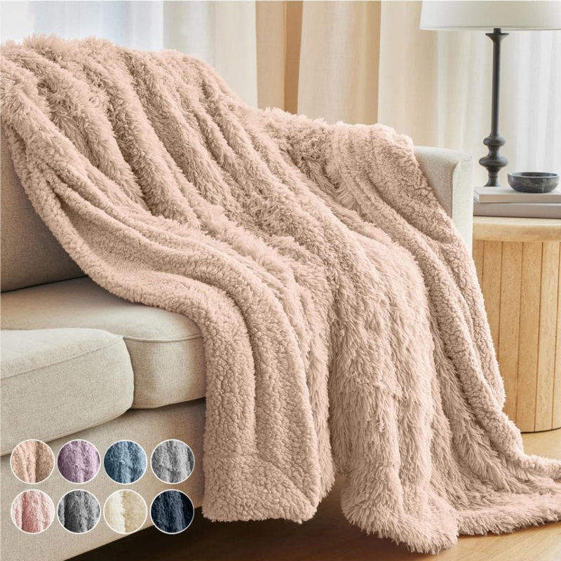 Jeté pour canapé, poil long et sherpa doux et luxueux, 70 x 60, jets chauds pour le lit, cadeau pour les femmes, couvertures décoratives pour la literie pour fauteuil,