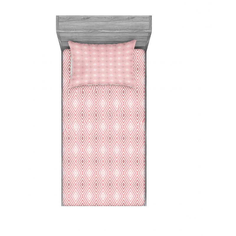 Microfiber Geometric Sheet Set, Twin Sheet Set with 1 Pillowcase