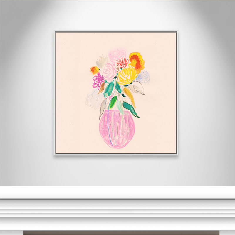Simple floral I - reproduction carrée par Bea Dina, H 37,5 po x l 37,5 po, Blanc