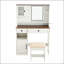Meuble-lavabo de ferme avec miroir, lumières, station de charge, tabouret, tiroirs, tablettes et armoire d'appoint