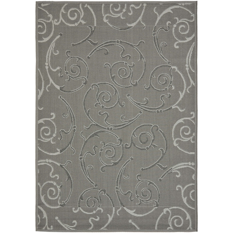 Arneshia Geometric Black/Gray Area Indoor/Outdoor Area Rug, Rectangle 4' x 5'7"