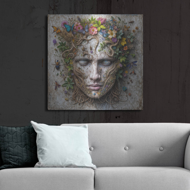  «Earth Face 2» par Rey Klimt, art mural en métal, 36 po x 36 po, H 36 po x l 36 po