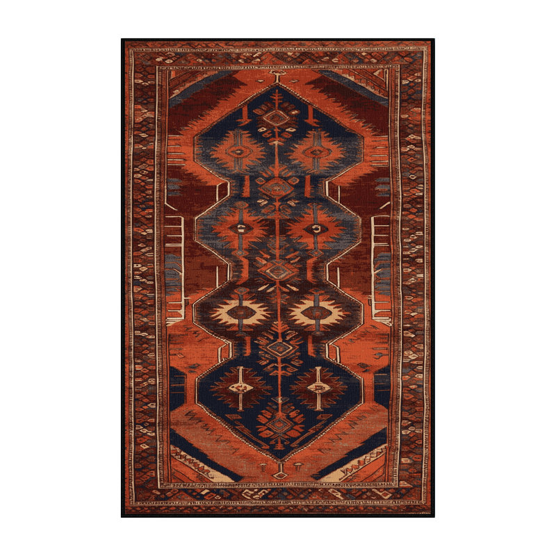 Machine Washable Turkish Black Area Rug, Rectangle 5' x 8'