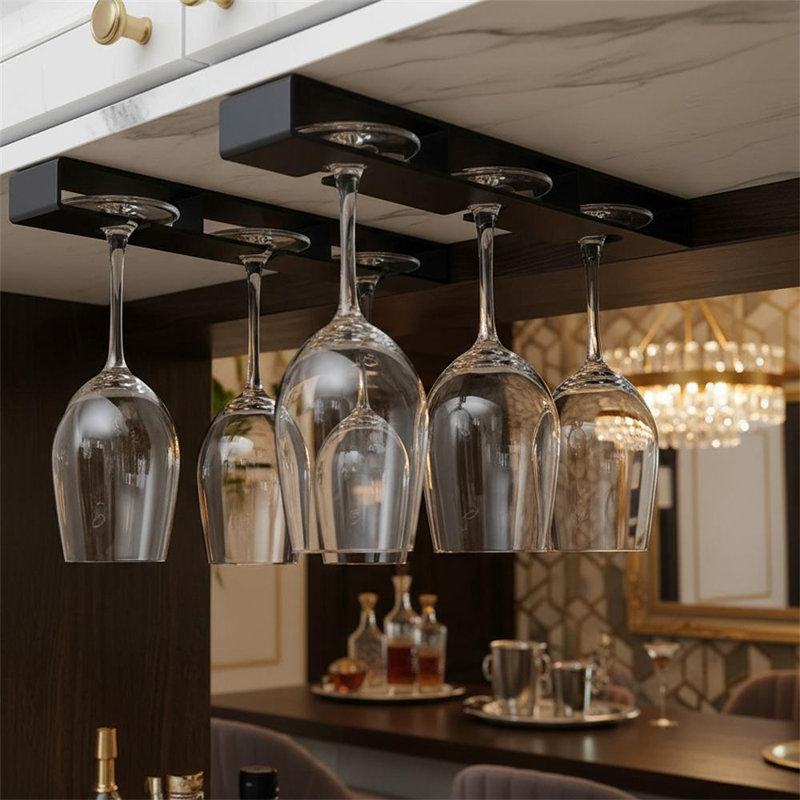 Wall Mounted Wine Glass Rack Black