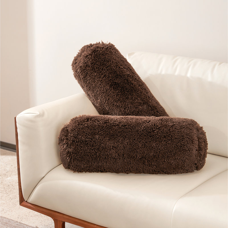 Faux Fur Reversible Throw Pillow, Brown