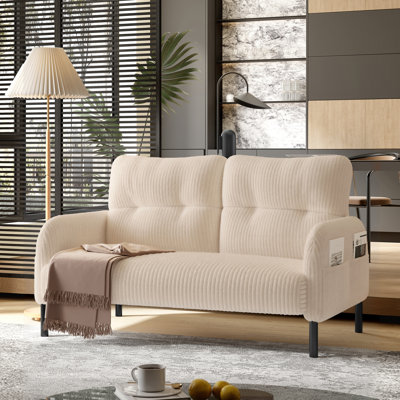 Tissu en velours côtelé, canapé double monochrome confortable, idéal pour les salons et les chambres