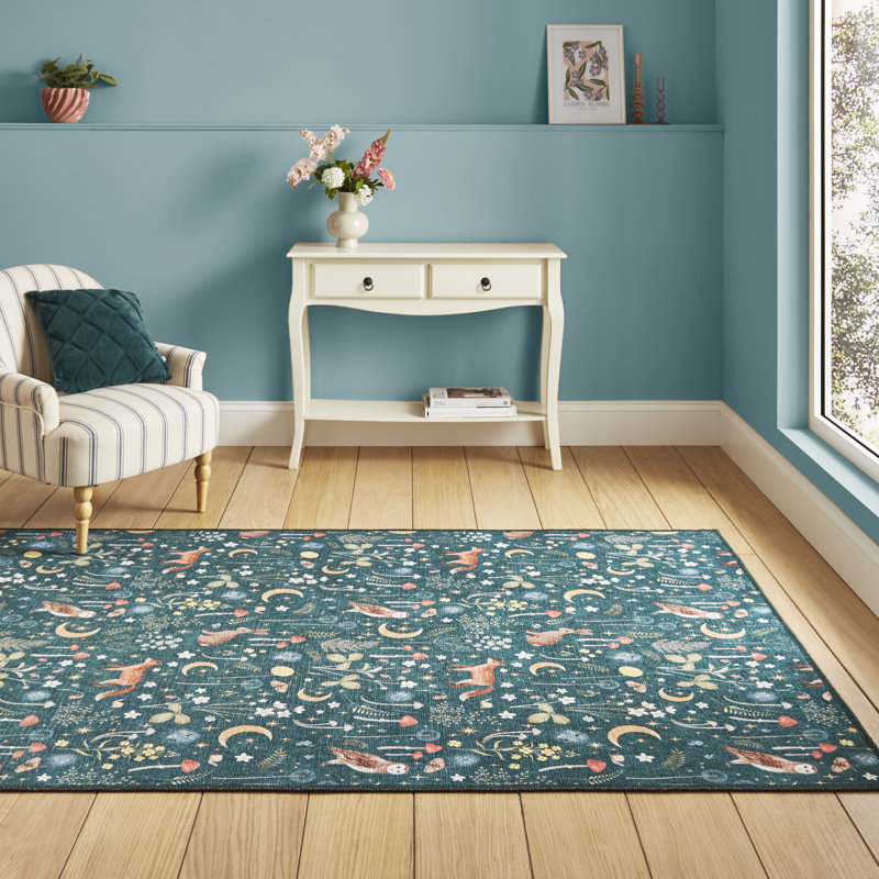 Animal Print Digitally Printed 152cm X 230cm Area Rug, Green, Rectangle 122 x 170 cm