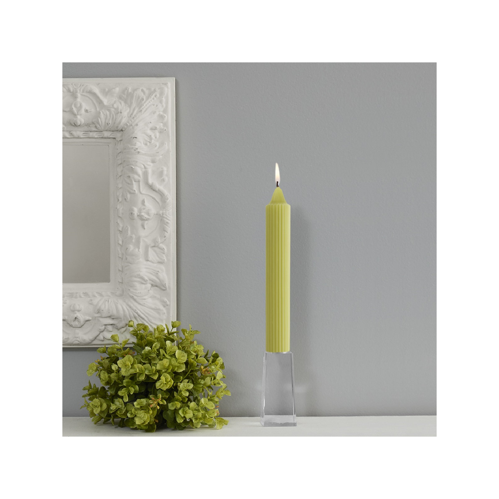 Grecian Collenette Unscented Taper Candle, Willow, 9" H x 1.25" W x 1.25" D
