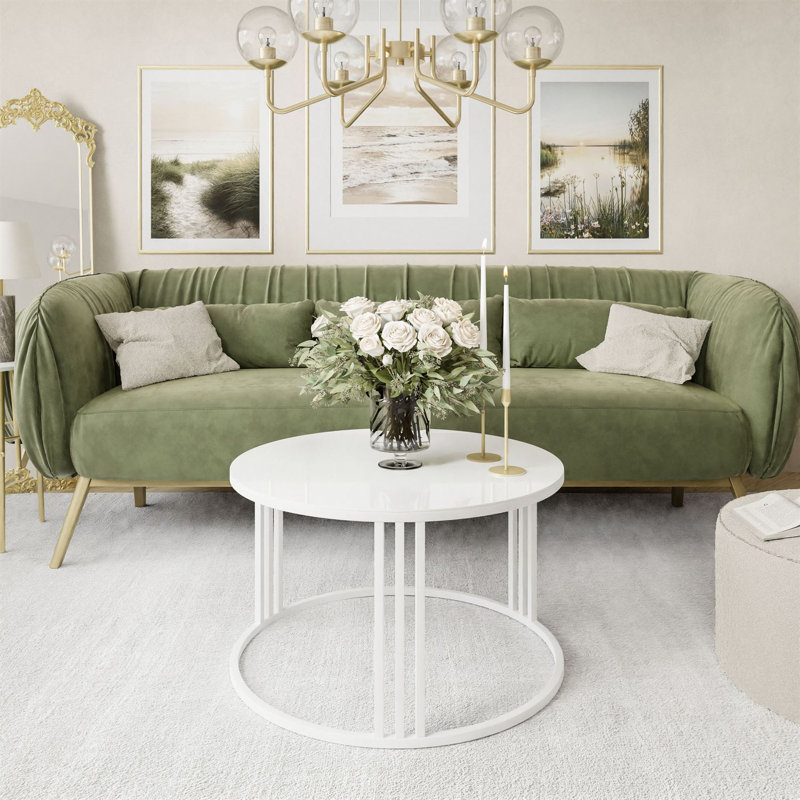 Baird Frame Coffee Table, White Glass, White