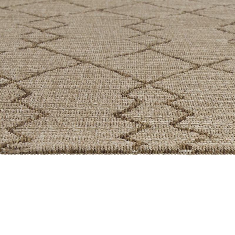 Marelys Brown Boho Moroccan Indoor/Outdoor Area Rug, Rectangle 5'3" x 7'