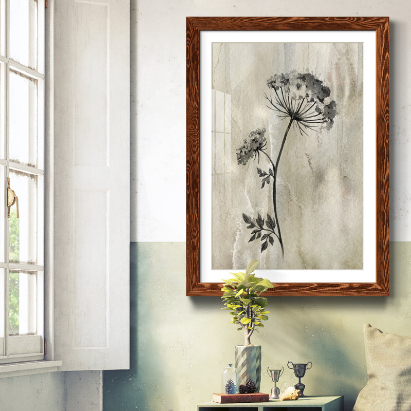 Sumi-e Silhouette I - Cadre photo, reproduction d'art sur papier, Papier avec cadre érable, H 31,5 po x l 23,5 po x P 1,5 po