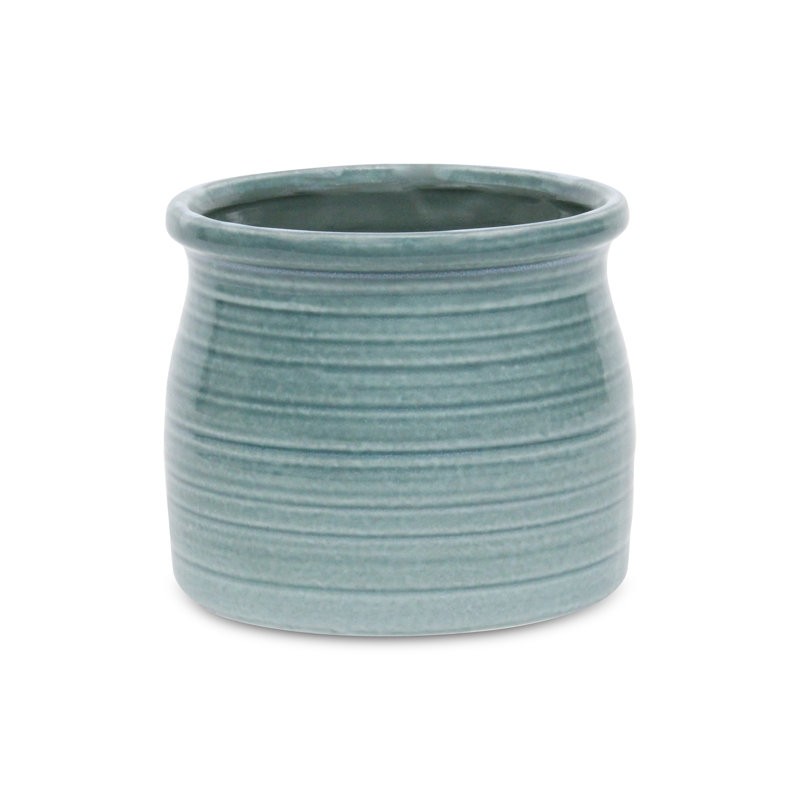 Pot à fleurs en céramique Mott, H 5,5 po x l 6,25 po x P 6,25 po, Vert
