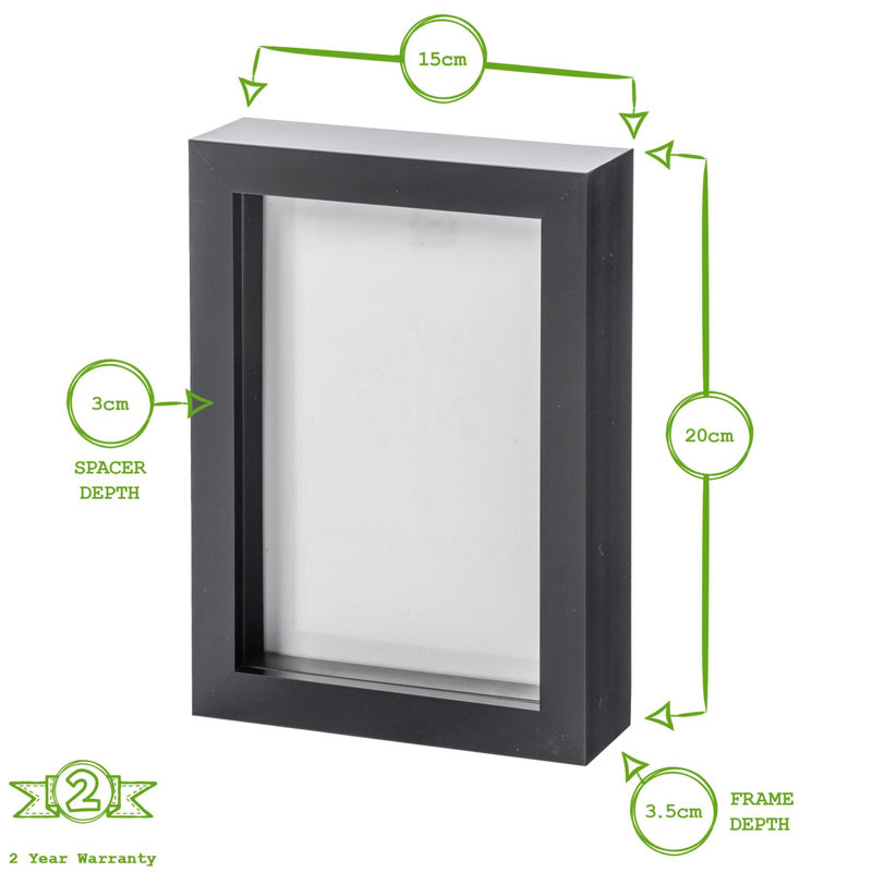 Nicola Spring - 3D Box Photo Frames, Black, 20cm H x 15cm W x 3.5cm D