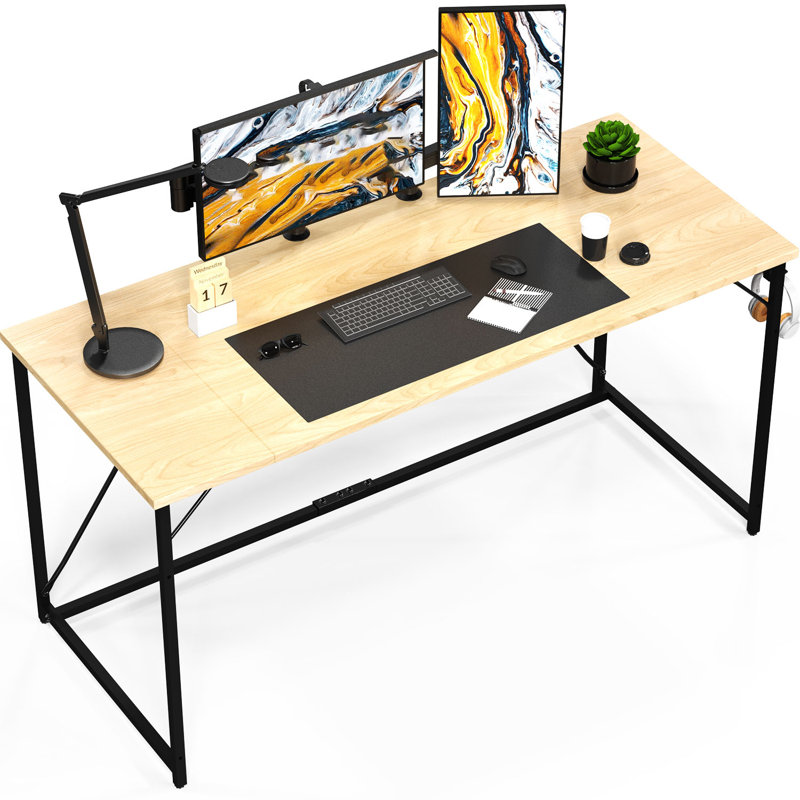 Odoaker Metal Base Writing Desk, 75" H x 120" W x 50" D, Beige