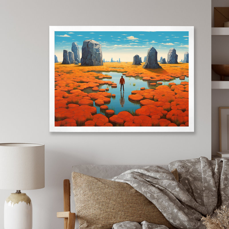 «Blossoming Alone Walking In Blooming Meadows I» sur toile, Cadre simple blanc, H 24 po x l 32 po x P 1 po