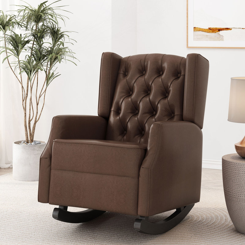 Chaise berçante, Similicuir brun foncé