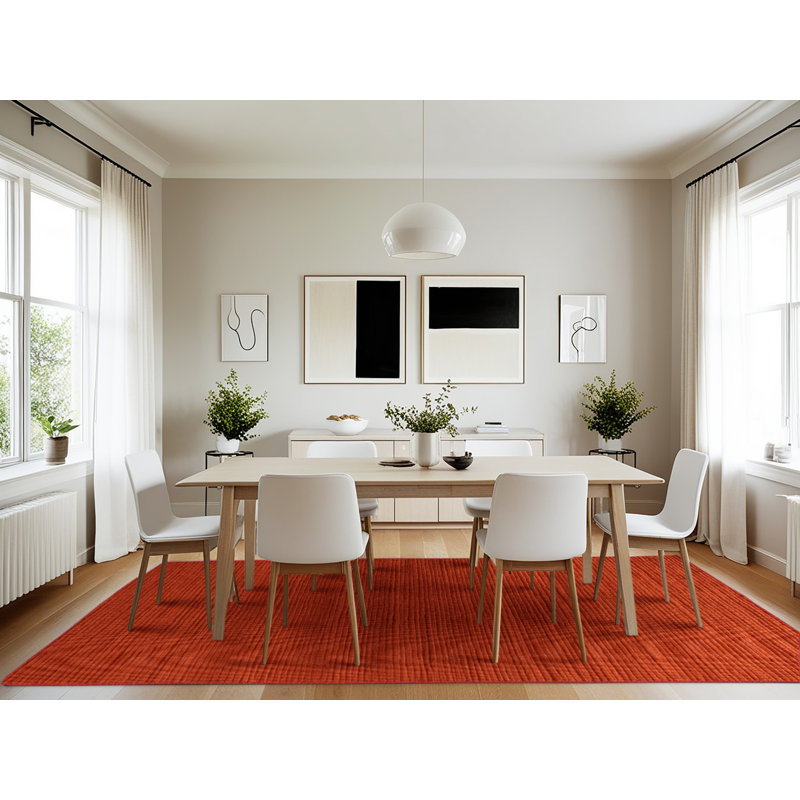 Machine Washable Solid Red Area Rug, Rectangle 7' x 10'