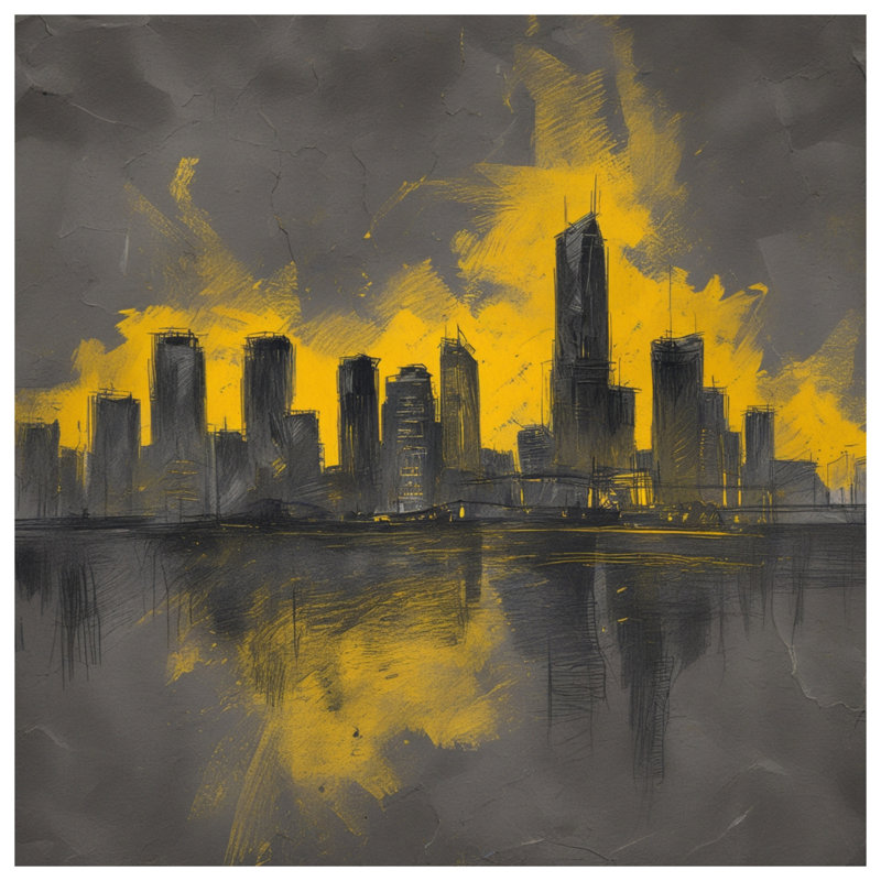 Toile tendue jaune sur toile Skyline City en plusieurs tailles, 20 x 24 pouces