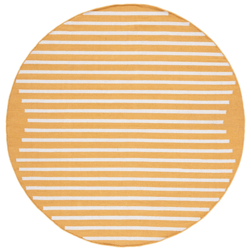 Esty Hand Woven Cotton Striped Rug, Round 6'