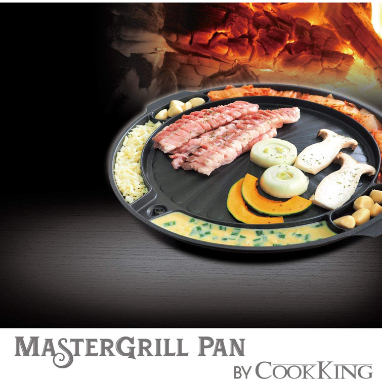  COOKKING - Master Grill Pan, Korean Traditional BBQ Grill Pan -  Stovetop Nonstick Indoor/Outdoor Smokeless BBQ Cast Aluminum Grill Pan:  Home & Kitchen