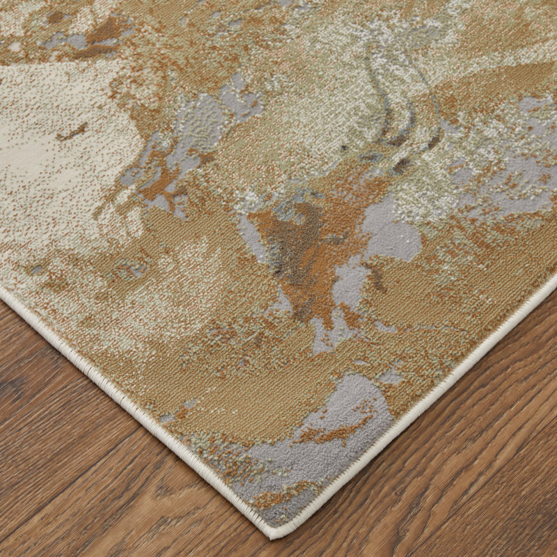 Takara abstrait contemporain, brun / beige, Rectangle 9 pi x 12 pi