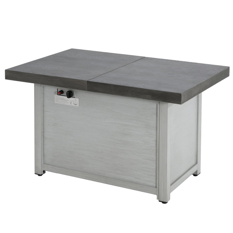Extendable Rectangle Aluminum Alloy Fire Pit Table, 50,000BTU