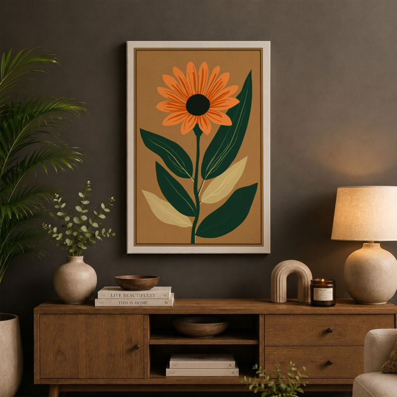 Modern Daisy Botanical - Wrapped Canvas, 30x20 - 76.2 x 50.8 cm, White Border