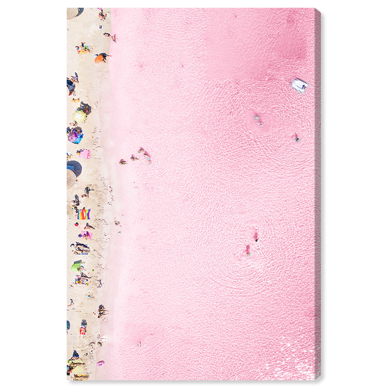 Nautique et plage rose côtière - impression, H 36 po x l 24 po, Toile tendue