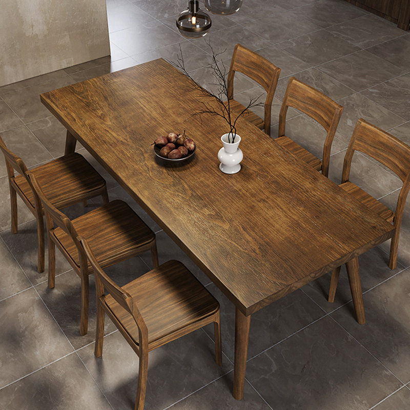 Marketia 6 - Person Pine Solid Wood Solid Wood Top Four Leg Dining Set, 29.53"H x 78.74"L x 31.5"W