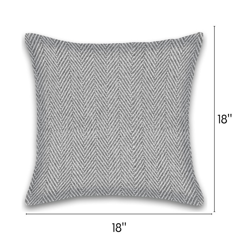Housse et coussin carré en coton à motif de chevrons, Gris
