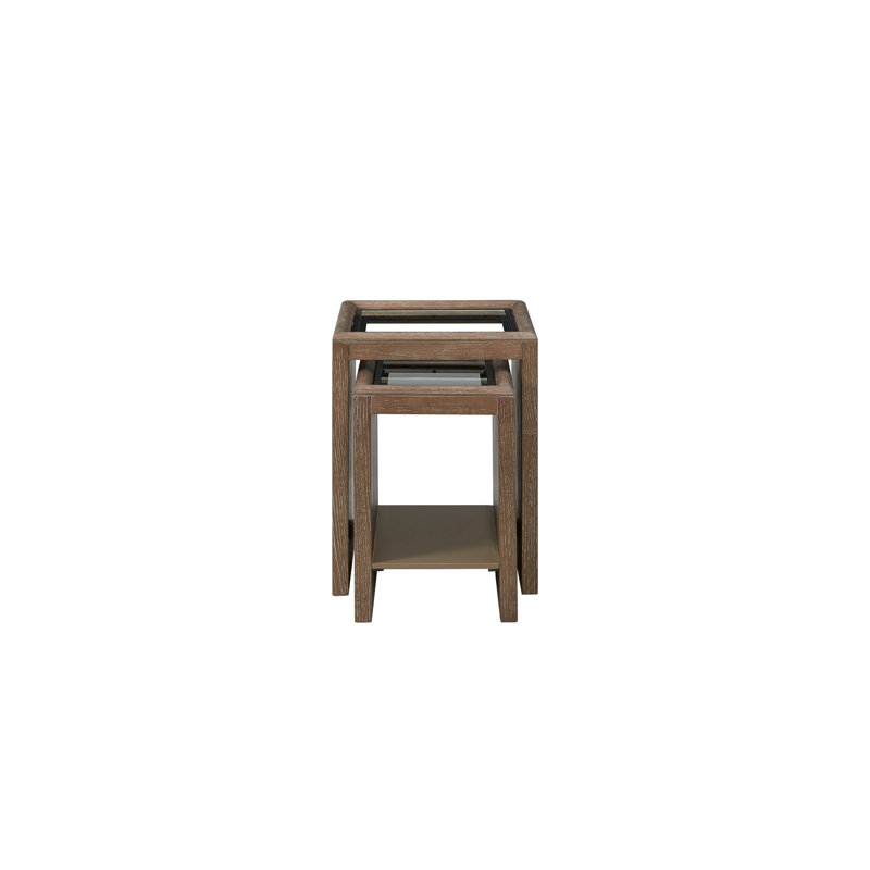 Tables gigognes avec plateau en verre cacao