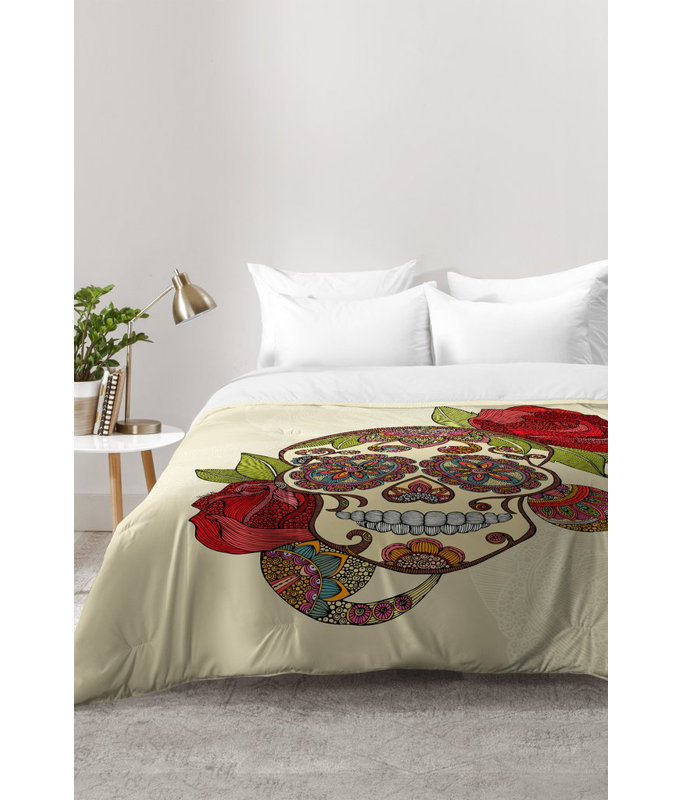 Ensemble d'édredon crâne, Édredon pour lit simple TG + 1 taie décorative