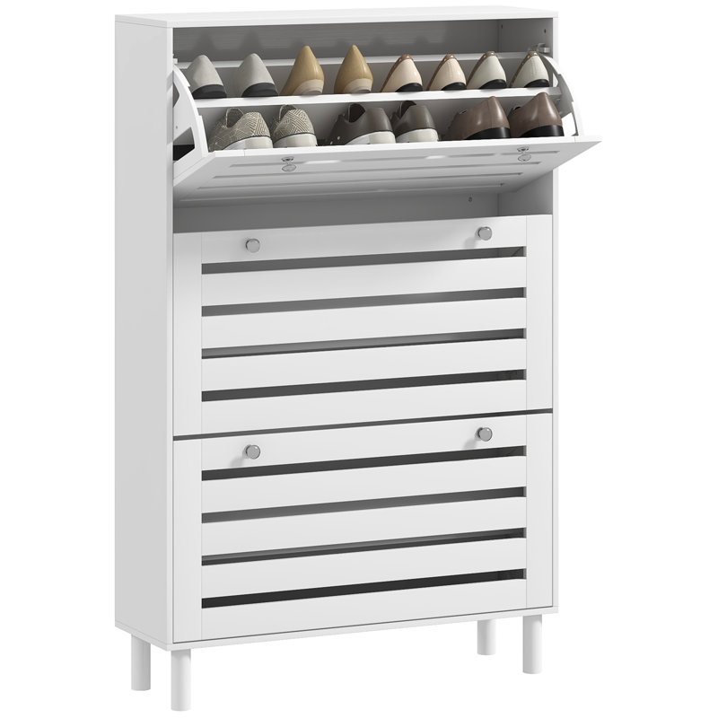 Armoire à chaussures avec tablettes réglables blanc