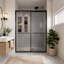 Porte de douche coulissante double, cadre noir mat, verre trempé gris de 6 mm et revêtement nano, largeur de 127 à 137 cm x hauteur de 188 cm.