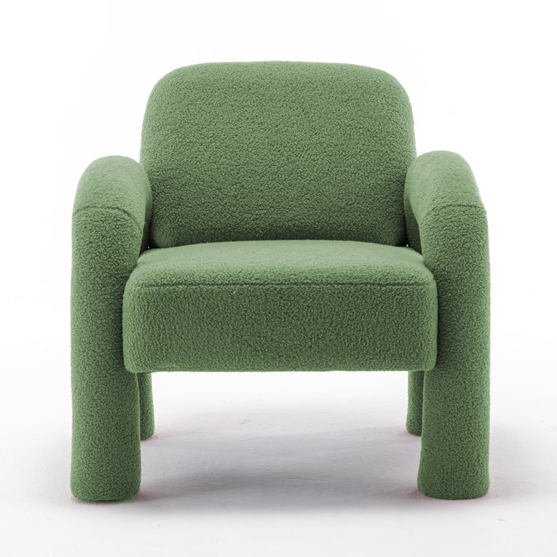 Upholstered Armchair, Green Polyester