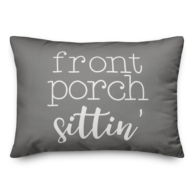  Coussin décoratif intérieur / extérieur en polyester, Gris, H 14 po x l 20 po