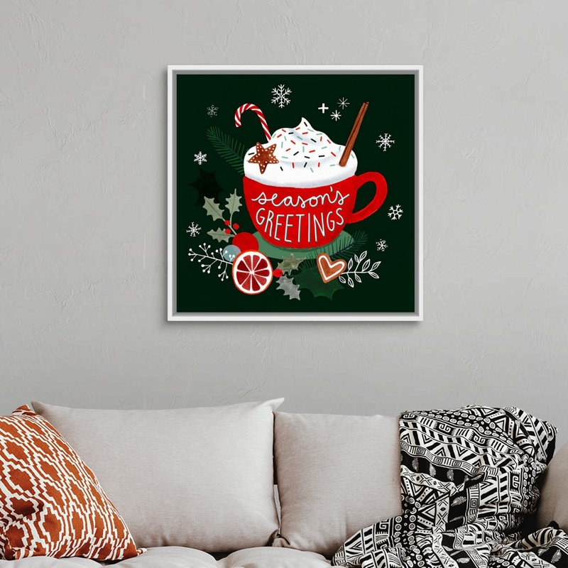 «Christmas Comforts I» par Victoria Borges - reproduction d'art textuel sur toile, Cadre blanc, H 32 po x l 32 po x P 1,75 po
