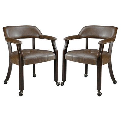  Porker Tufted Sponge Dining Chairs with Casters Brown