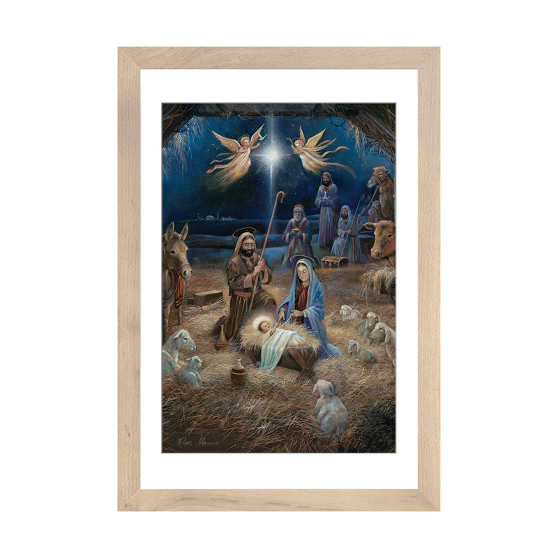 Silent Night - reproduction d'art murale - papier d'art encadré, H 24 po x l 16 po, Beige