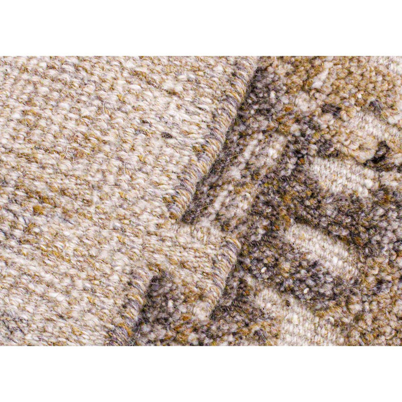 Tapis en laine noué à la main brun / crème, Rectangle 8 pi x 10 pi