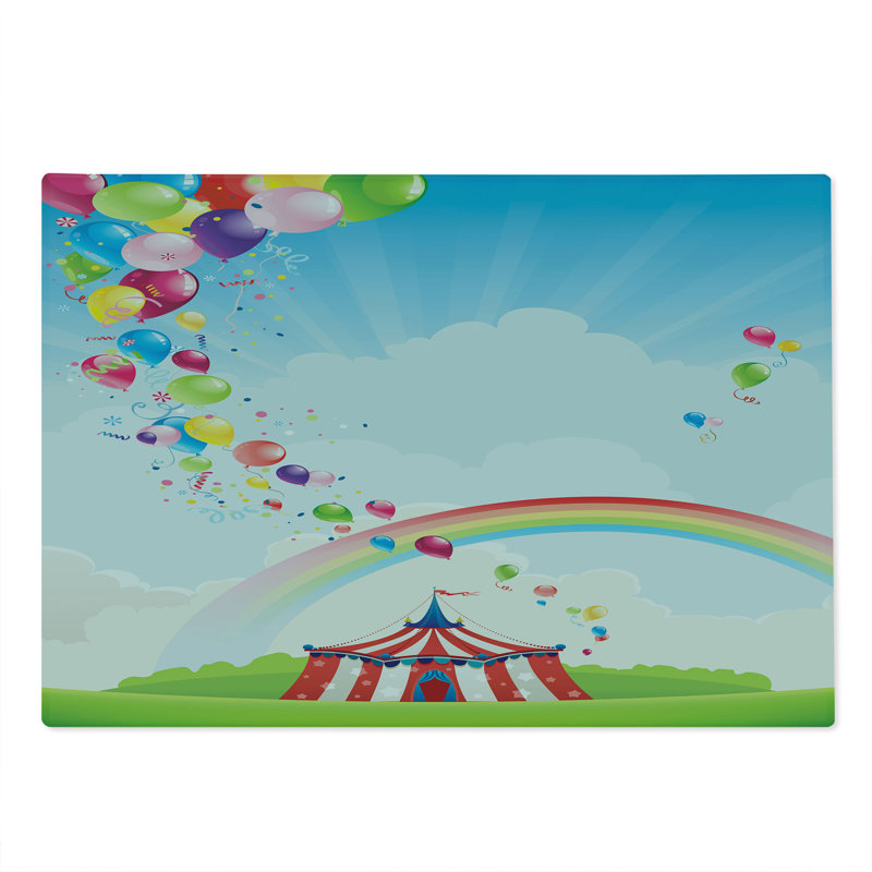 Ambesonne Colorful Cutting Board Large Size Circus Rainbow Clouds Multicolor