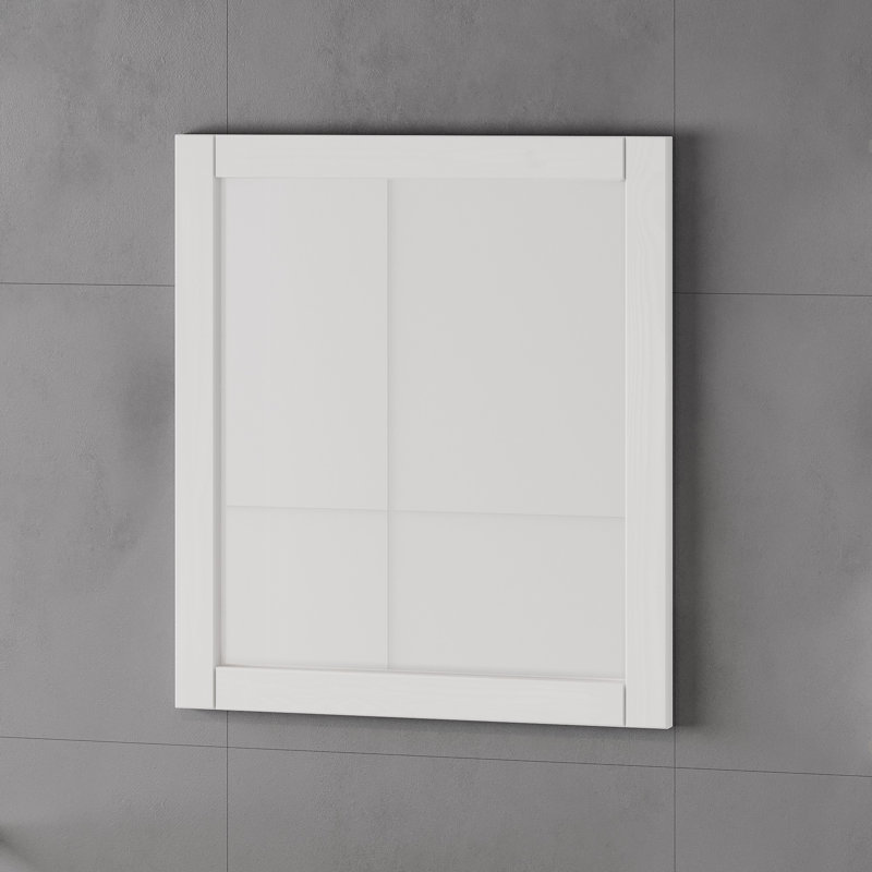 Eberharda Solid Wood Rectangle Mirror, White