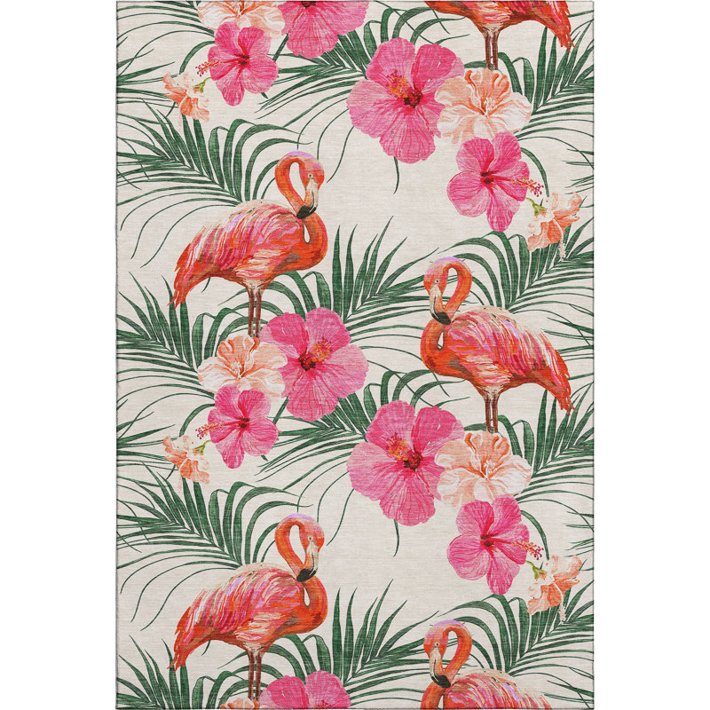Premium Machine Washable Cerrito AMF207 Pink Rug, Rectangle 10' x 14'