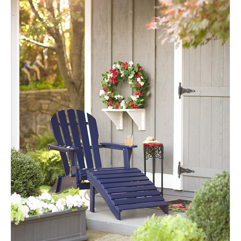 Hillandale Eucalyptus Foldable Outdoor Adirondack Chair, Navy