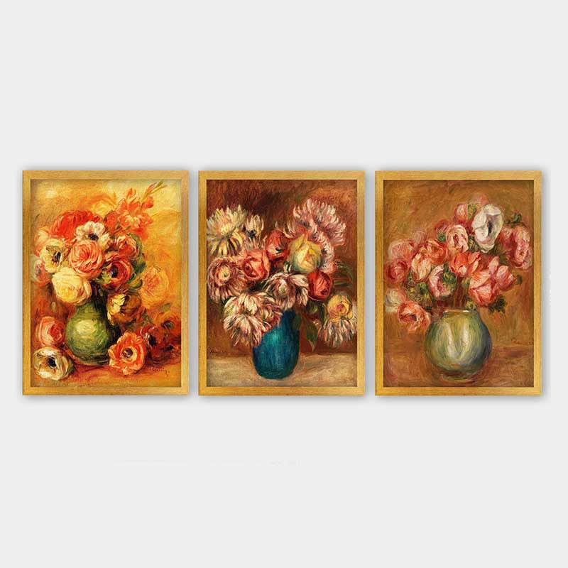 Ensemble de 3 peintures élégantes encadrées décoratives, 13,8 x 17,7 pouces chacune | 100% bois avec cadre 100% polystyrène (épaisseur: 0,8 pouce) | Impression numérique UV, parfaite pour le salon et la décoration intérieure