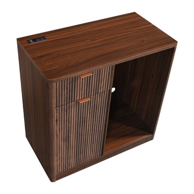 K&K 39.4" Coffee Bar Cabinet with Fridge Space